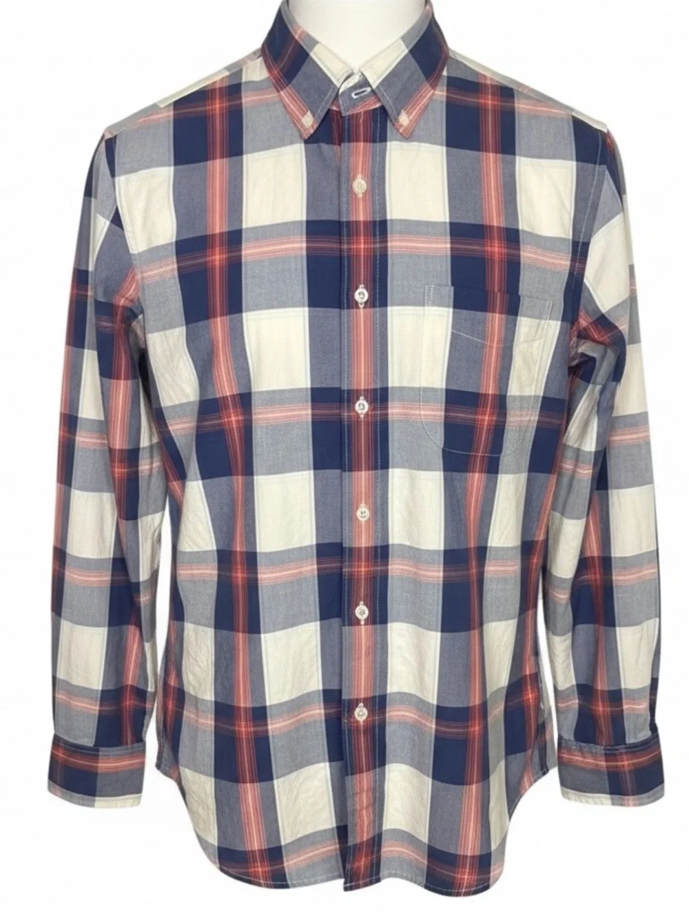 J.Crew Small Mens Plaid Button Down Shirt Slim Untucked Stretch Preppy Americana